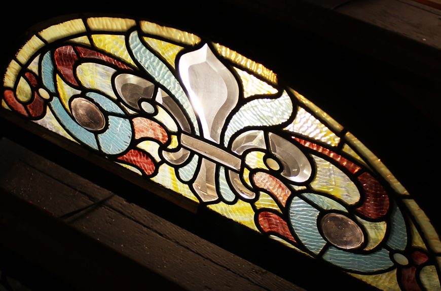 image of a stained glass window at sarah winchesters beautiful estate